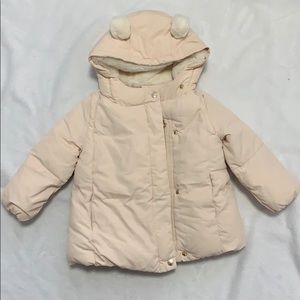Zara kids faux fur lined coat